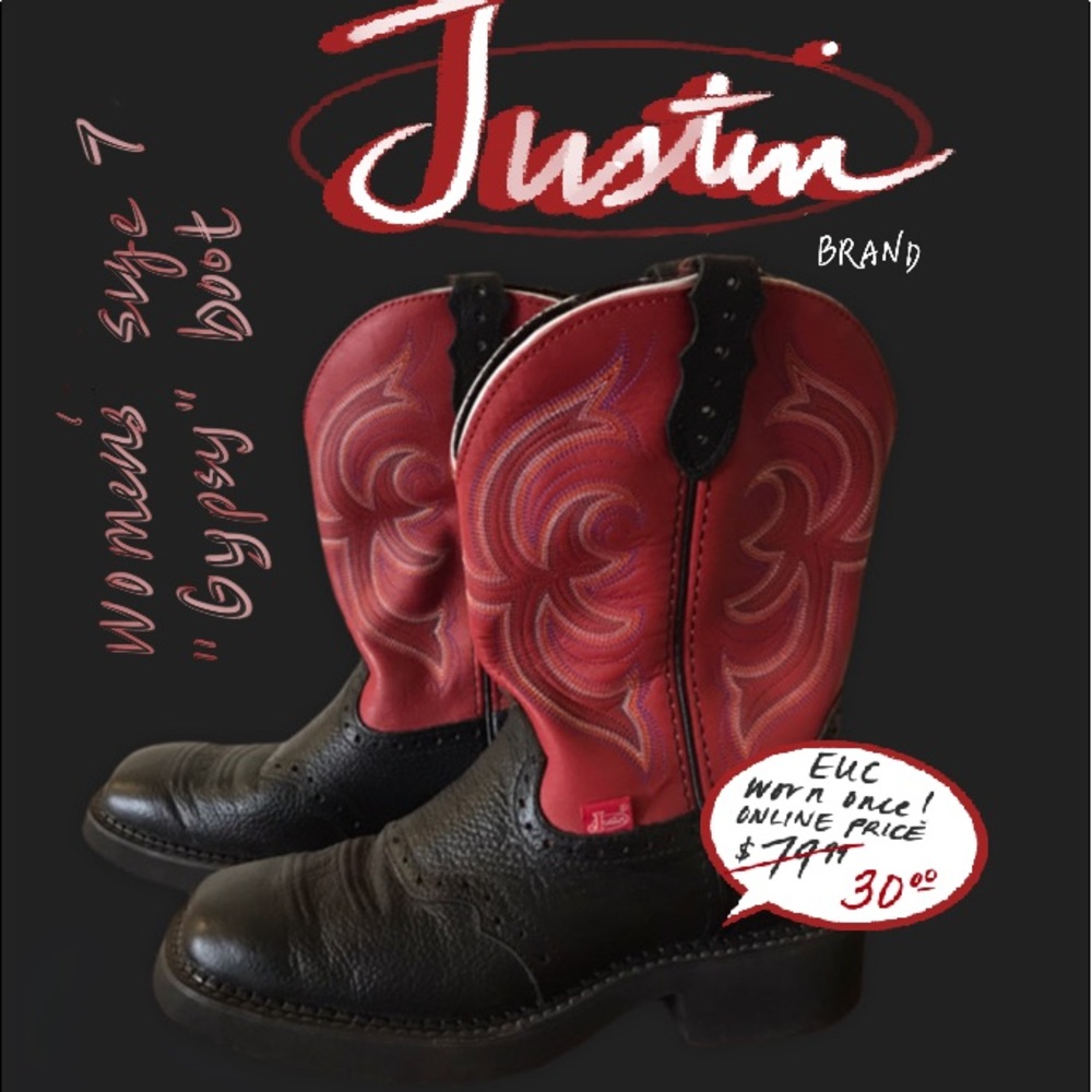 Justin brand ladies sz 7 EUC leather cowboy boot